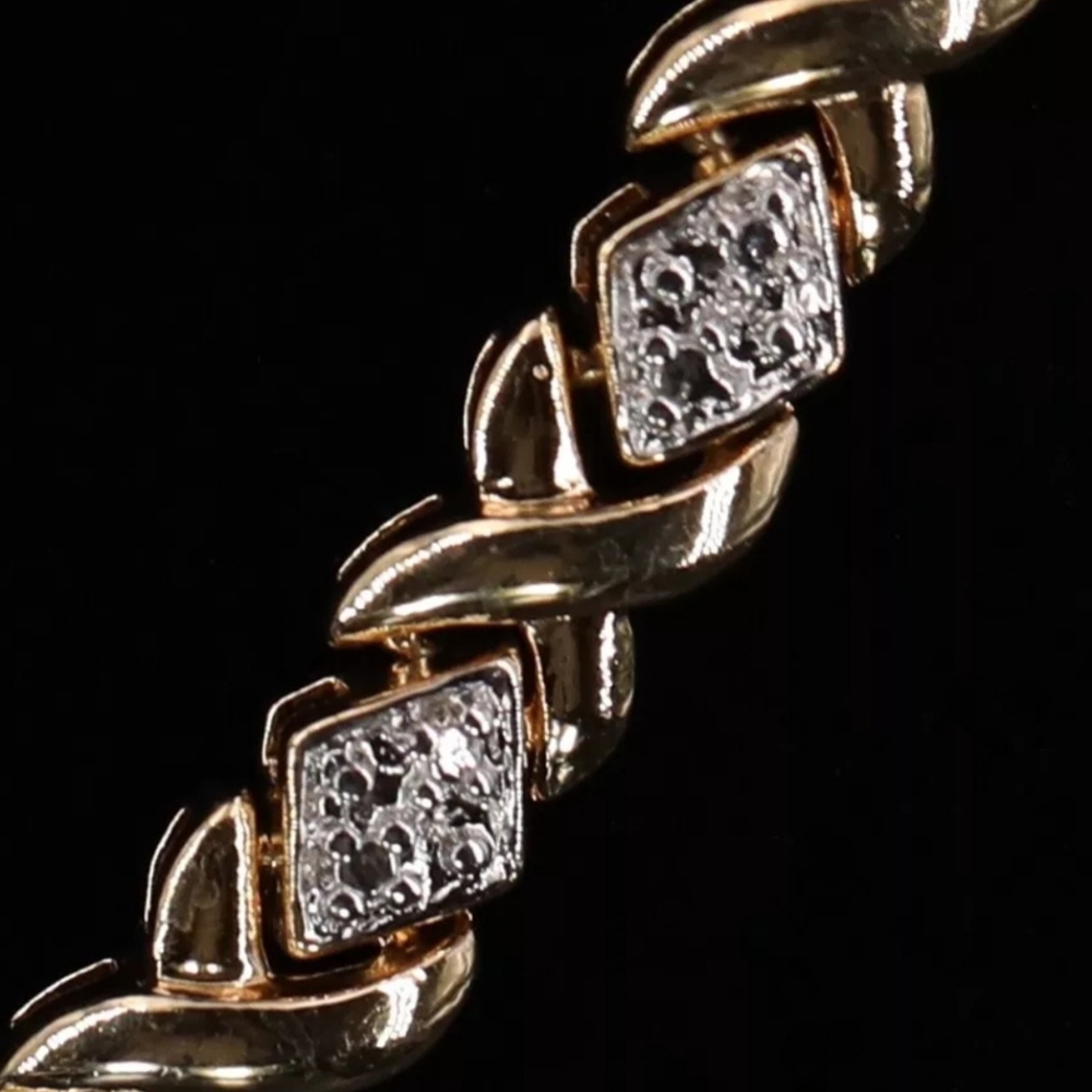 Sterling Silver 925 ROSS SIMONS 6mm Diamond XOXO 17.5" Gold Tennis Necklace 35g - Picture 4 of 12